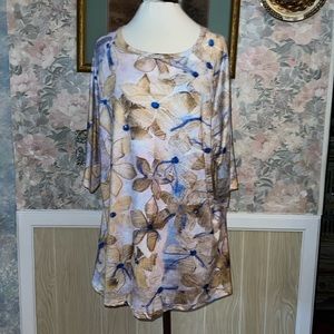 4XL Women's Floral 3/4 Sleeve Shirt
